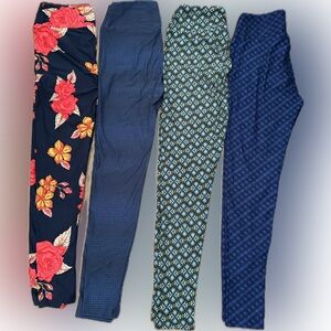 Set of 4 LuLaRoe Women's Leggings - Floral and Geometric Patterns